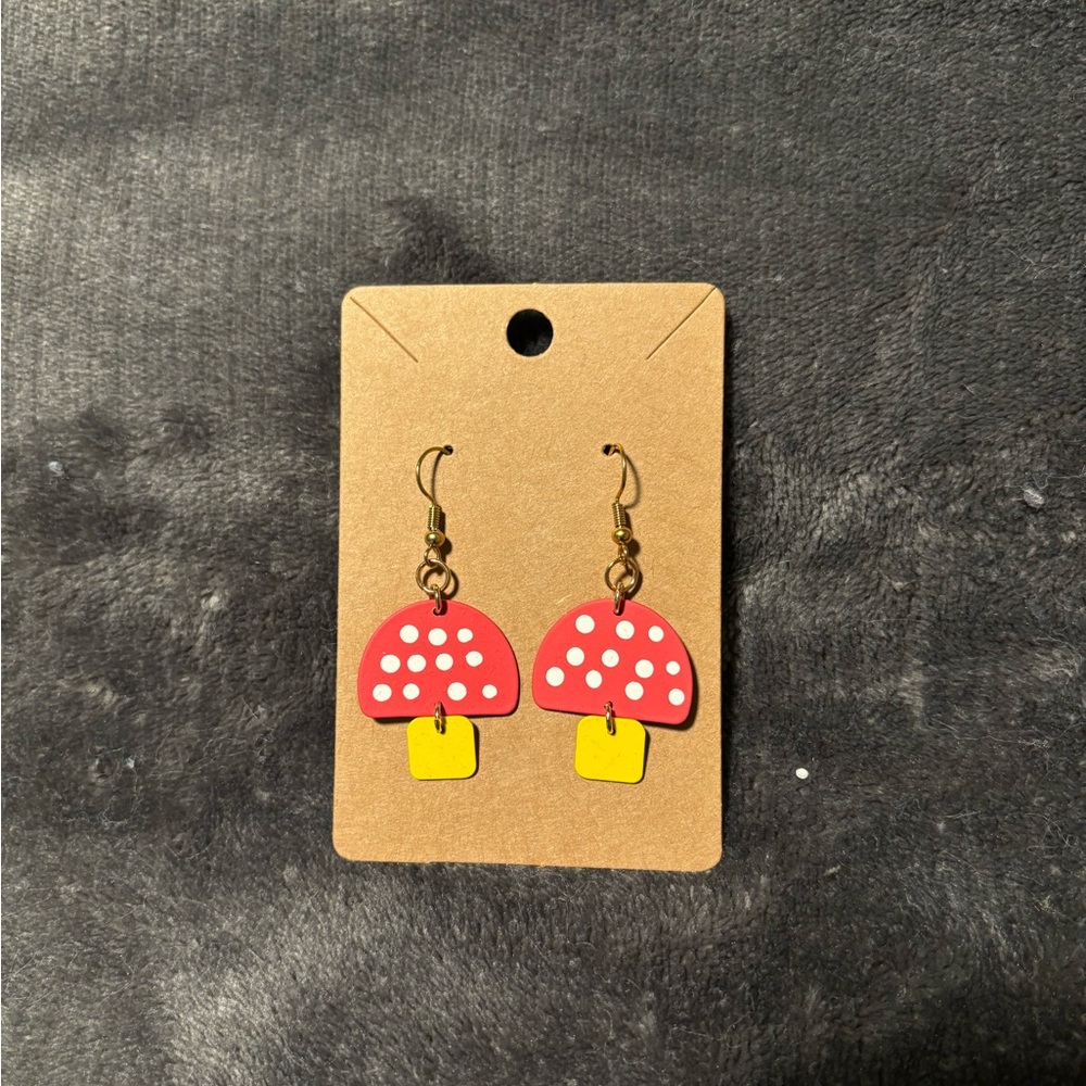 Red and Yellow Mushroom Earrings